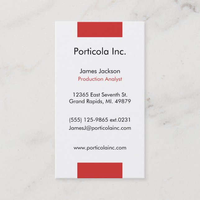 Red Block Plain Business Cards (Front)