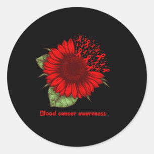 Red Blood Cancer Awareness Sunflower Gift Warrior  Classic Round Sticker