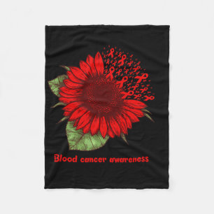Red Blood Cancer Awareness Sunflower Gift Warrior  Fleece Blanket