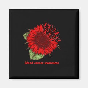 red blood cancer awareness sunflower gift warrior  magnet