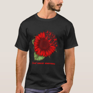 Red Blood Cancer Awareness Sunflower Gift Warrior  T-Shirt