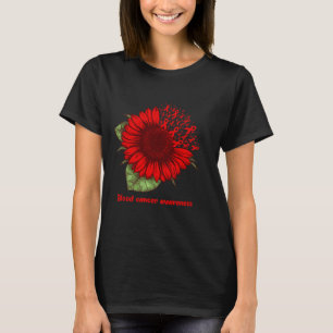 Red Blood Cancer Awareness Sunflower Gift Warrior T-Shirt