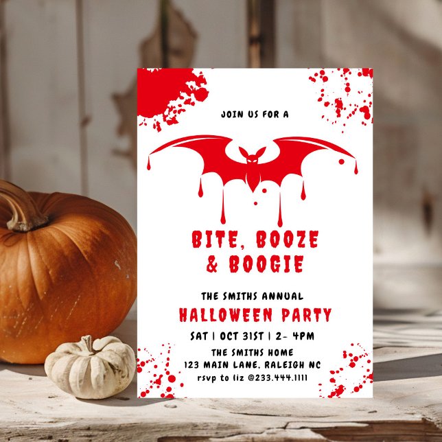 Red Blood Dripping Bats Vampire Halloween party Invitation (Creator Uploaded)