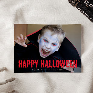Red Blood Drips Happy Halloween Photo Holiday Card