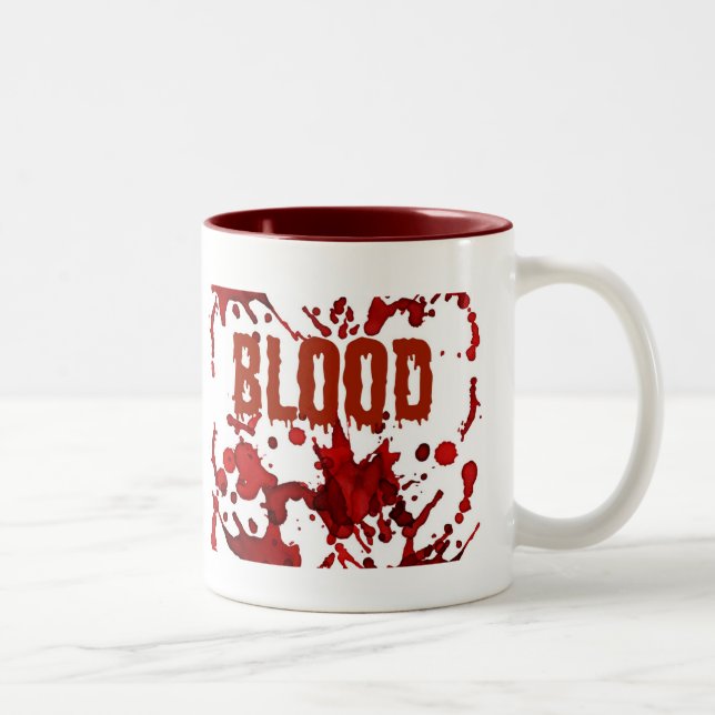 RED Blood Halloween Print Two-Tone Coffee Mug (Right)