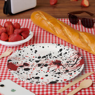 Red Blood Splatter Pattern Paper Plate