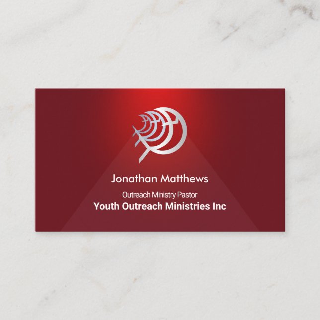 Red Blood Vignette Spot Light Ichthus Ministry Business Card (Front)