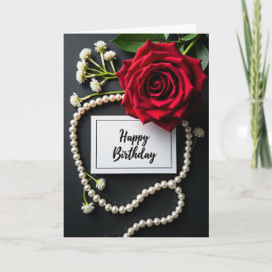 Red Bloom Birthday Card