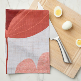 Red Bloom Textured Red Floral Kitchen Towel