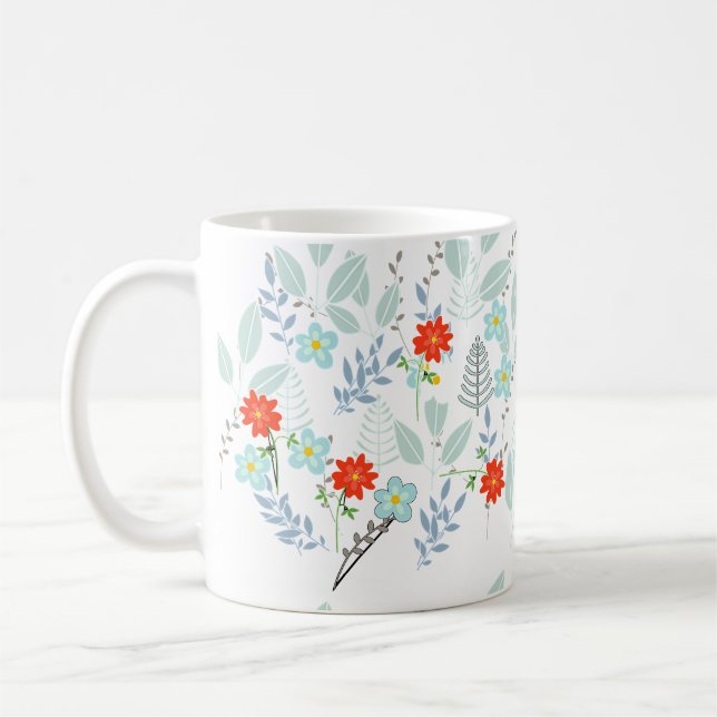 Red Blossom + Leaves  Coffee Mug (Left)