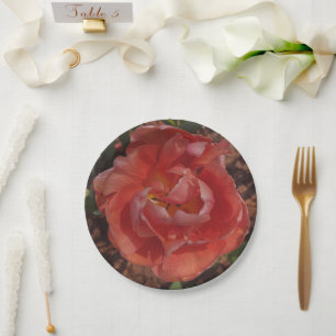 red blossom  paper plate