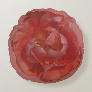 red blossom round cushion