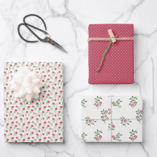 Red Blossom Whimsy 3 Wrapping Paper Sheet
