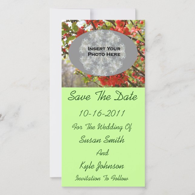 Red Blossoms Wedding Photo Save The Date  (Front)