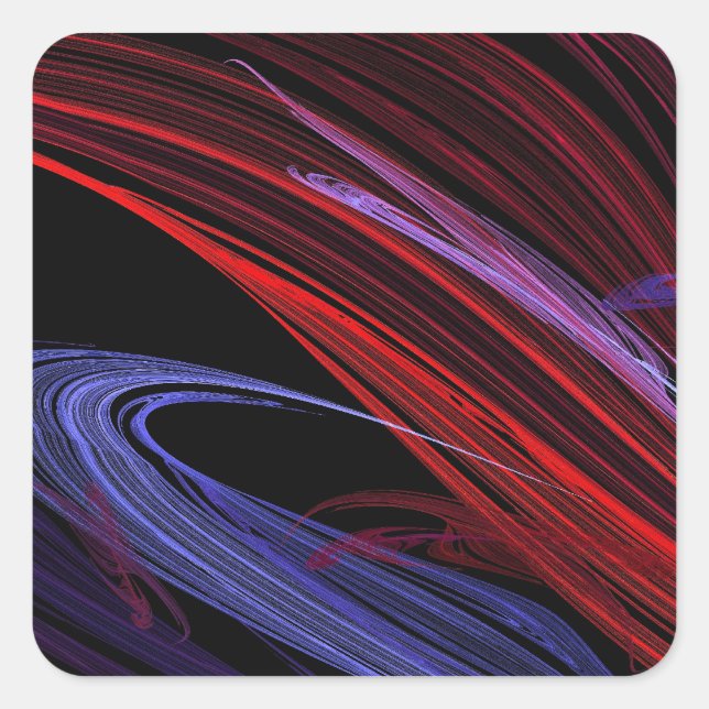 Red Blue Abstract Fractal Square Sticker (Front)
