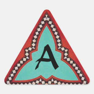 RED BLUE ABSTRACT GEOMETRIC TRIANGLE MONOGRAM STICKER