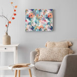 Red Blue Abstract Painting Floral Pattern Canvas Print<br><div class="desc">Give your home decor a modern and stylish update with this elegant stretched canvas print. Featuring a stunning red and blue abstract floral pattern, this piece is sure to add a vibrant pop of colour to any room. This eye-catching design is perfect for contemporary homes and complements a variety of...</div>