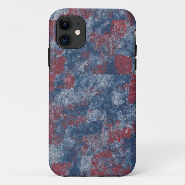 Red & Blue Abstract Texture iPhone 11 Case (Back)