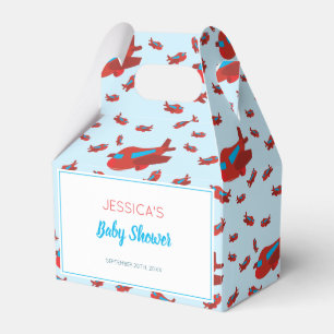 Red Blue Aeroplane Pattern Boy Baby Shower Favour Box