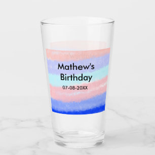 Red blue American boy birthday add name date Glass