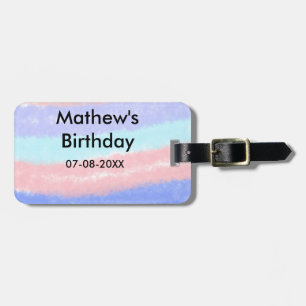Red blue American boy birthday add name date Luggage Tag