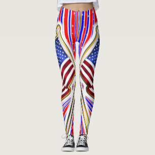 Red Blue American Flag Leggings