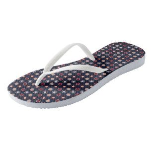 Red, blue and Beige Dots Jandals