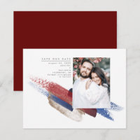 Red Blue and Gold Modern Save the Date Photo