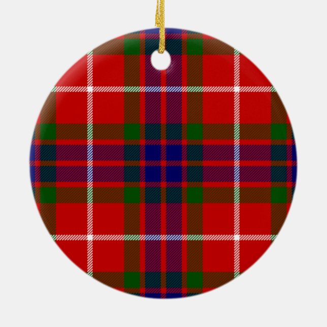 Red Blue and Green Clan Fraser Tartan Ceramic Tree Decoration (Back)