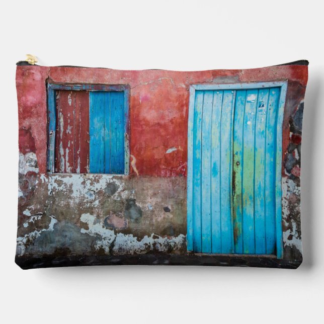 Red, blue and grey wall, door and window accessory pouch (Front)