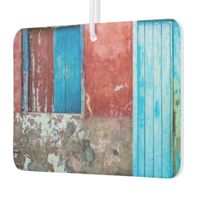 Red, blue and grey wall, door and window car air freshener (Left)