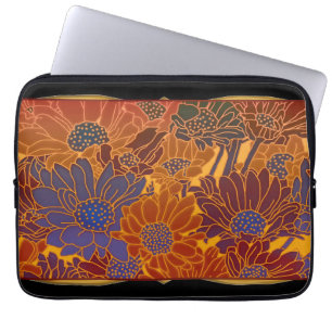 Red Blue And Orange Flowers Laptop Sleeve