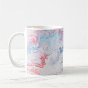 Red, blue, and white abstract painting coffee mug