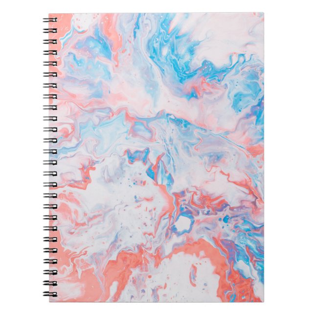 Red, blue, and white abstract painting notebook (Front)