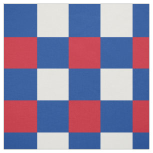 Red, blue and white chequerboard pattern fabric