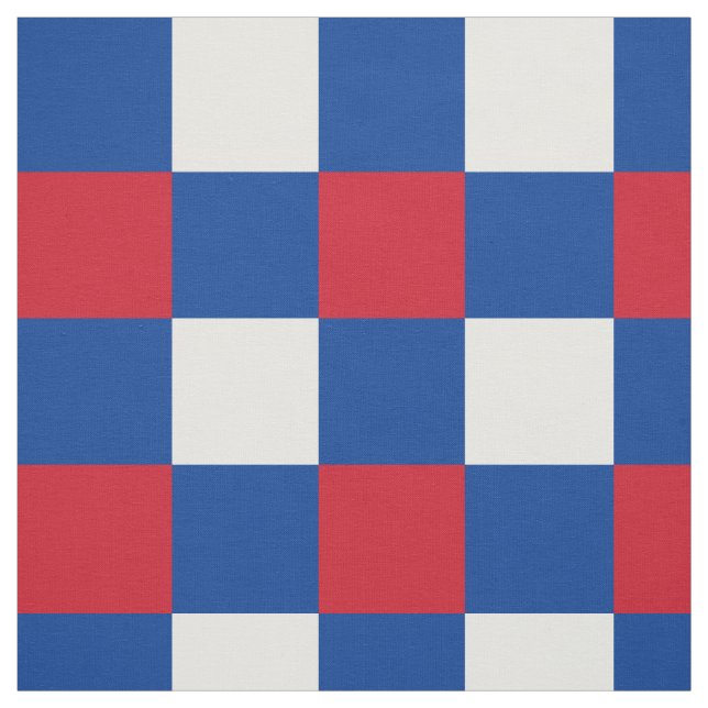 Red, blue and white chequerboard pattern fabric (Swatch)