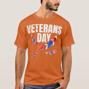 Red Blue And White Feathers For Veterans Day T-Shirt