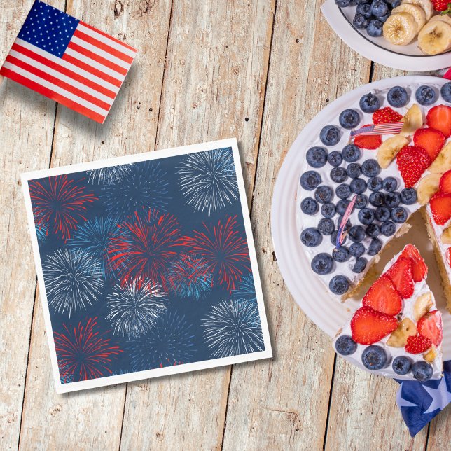 Red Blue and White Fireworks Napkin (Creator Uploaded)