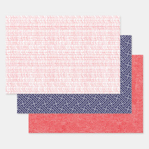 Red, Blue and White Hand Modern Simple Wrapping Paper Sheet