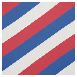 Red, blue and white striped pattern fabric