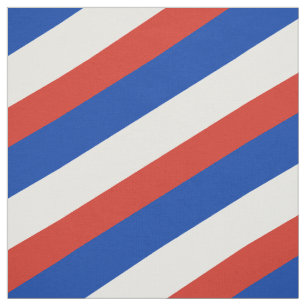 Red, blue and white striped pattern fabric