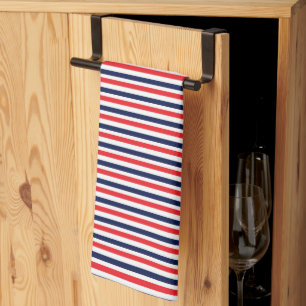Red, blue and white stripes pattern tea towel