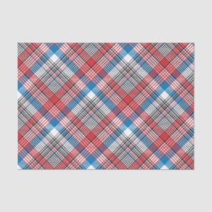 Red, Blue and White Vintage Plaid Pattern Tissue Paper