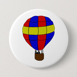 Red Blue and Yellow Hot Air Balloon 7.5 Cm Round Badge
