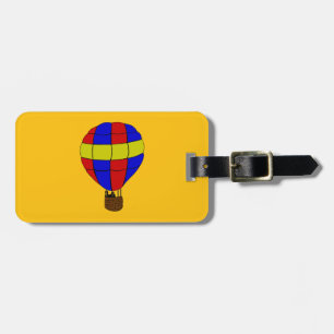 Red Blue and Yellow Hot Air Balloon Luggage Tag