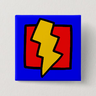 Red Blue and Yellow Lightning Bolt 15 Cm Square Badge