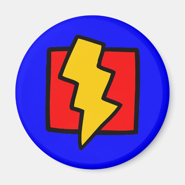 Red Blue and Yellow Lightning Bolt Magnet (Front)