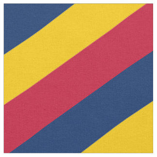 Red, blue and yellow striped pattern fabric