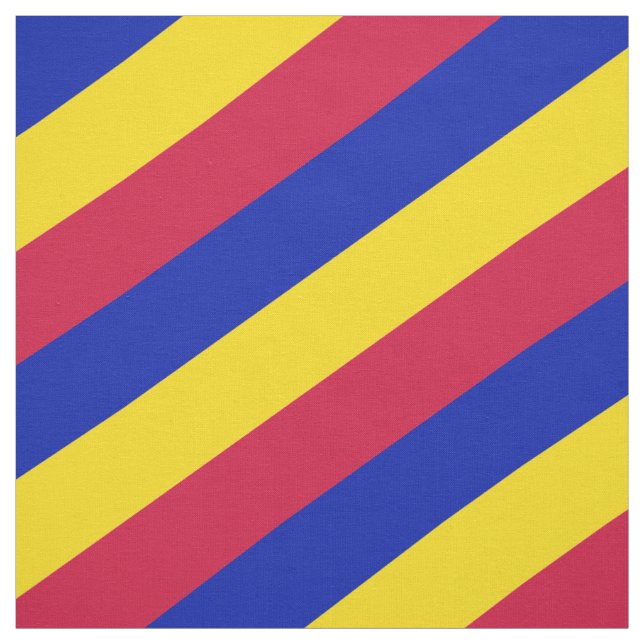 Red, blue and yellow striped pattern fabric (Swatch)