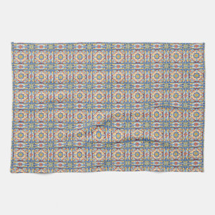 Red, Blue and Yellow Tiles Tea Towel
